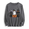 thumbnail image 2 of Xdegoge Womens Halloween Cat And Ghost Graphic T-Shirts Long Sleeve Cute Pumpkin Print Crewneck Tops Casual Loose Fit Fall Holiday Pullover Tees Shirts for Ladies, 2 of 7