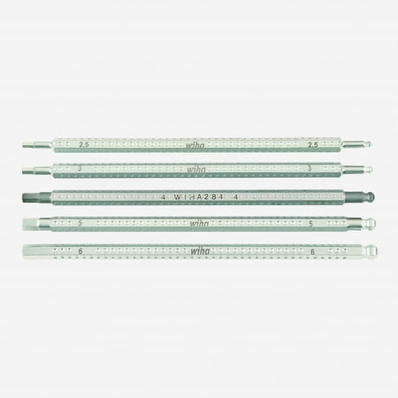 6 Hex Blade - Wiha 28476 Hex Metric + Ball End Drive-Loc 5 Blade Set