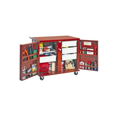 JOBOX 676990 Rolling Work Bench with 4 Drawers, 1 Shelf 