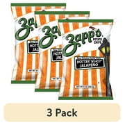 (3 pack) Zapp's Hotter 'N Hot Jalapeno New Orleans Kettle Style Potato Chips, Gluten-Free, 8 oz Bag