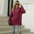 thumbnail image 4 of SWSMCLT Women's Soft Sweater Long Sleeve Casual Warm Tunic Top Knit Crewneck Fashion Spring Spandex Tunics Burgundy Large, 4 of 5
