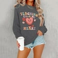 thumbnail image 2 of Cute Valentine's Sweatshirt for Women Love Heart Shirts Teacher Letter Print Long Sleeve Crew Neck Fall Plus Size Pullover Sweater, 2 of 4