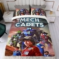 thumbnail image 4 of Cadetes Mech Conjunto de sábanas temático, trío de piezas, cómodo y amigable con la piel, diseño único, regalo de decoración para el hogar para familiares, amigos y fans,173cm *218cm, 4 of 6
