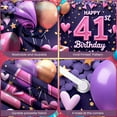 thumbnail image 3 of Pink Theme Happy 41st Birthday Banner Heart Decor 41st Birthday Display Balloon Design Gift Box Pattern Birthday Backdrop for 41st Birthday Party Adult Birthday Celebration Indoor Party Decoration, 3 of 8