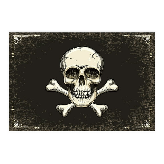 Koyal Wholesale Halloween Placemats, Skull and Crossbones Disposable Cardstock Paper Table Mats for Dining, 8-Pk