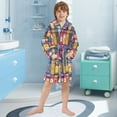 thumbnail image 5 of FORMRS Niños Bathrobe Unisex Hooded Robe Soft Plush Pajamas Sleepwear, Size 10-12T, Blue Jam, 5 of 7