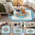 thumbnail image 6 of Area Rug 36in, Ocean Sea Animal Red Crab Floor Carpet Living Room Rug, Blue Bubble Stripes in Floral Frame Non-Slip Welcome Mat Indoor Rugs for Bedroom Dining Room, 6 of 9