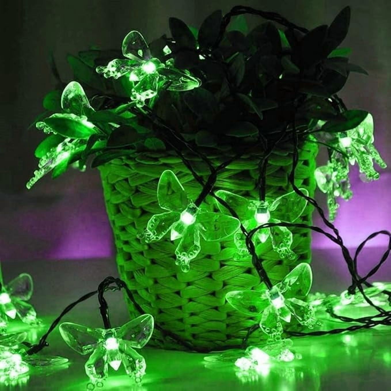 Huiyi Butterfly String Lights, 5m 20LED Outdoor Solar Powered String Light 8Mode Indoor for Lighting for Lawn Patio Wedding Party Decor