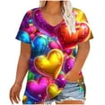 thumbnail image 2 of Gamivast Plus Size Holiday Tops Cute Heart Print Short Sleeve Tunic Goning Out Shirts Casual Loose V-Neck Trendy Blouse Valentine's Day Outfits 2026, 2 of 5