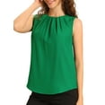 thumbnail image 4 of INSPIRE CHIC Summer Tank Tops for Women's Pleated Crew Neck Sleeveless Casual Tops S Green, 4 of 6