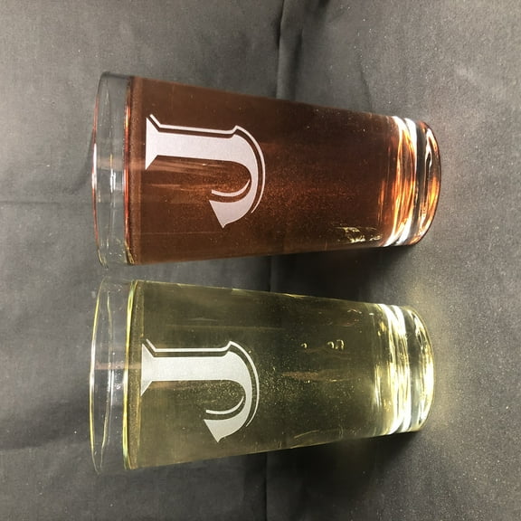 16OZ MONOGRAM BEER GLASS J SET OF 2