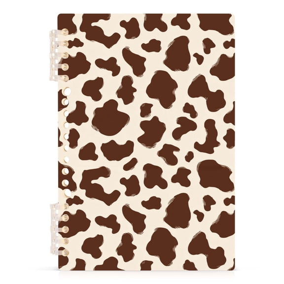 Spiral Journal Notebook Brown and White Cow Print Spots A5 Lined Hardcover PP Material with 60 Pages Paper College Ruled Notebook for Work Note Taking Writing 5.7x8.3 Inch