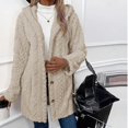 thumbnail image 6 of Tiweut Leisure Jackets for Womens Solid Color Long Sleeve Hooded Button Cardigan Cozy Coat Blouses Beige,L, 6 of 8