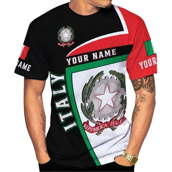 Personalized Name Italy Shirt 3D, Custom Italian Shirt Flag for Men and Women, Italian Flag Pride Shirt (T-shirt, S)