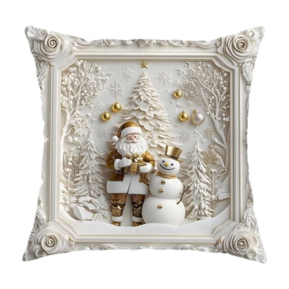 Aufmer 3 Pcs Christmas Themed Embroidered Pillow Cover, Soft Living Room Decor for Holiday Season, Festive Home Accent with Reindeer Pattern, Cozy Bedding Accessory for Winter(Multicolor)