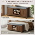 thumbnail image 6 of 2-Tier Shoe Storage Cabinet,43" Wooden Shoe Cabinet With Sliding Doors,Walnut Shoe Bench With Adjustable Shelves,Storage Bench for Entryway,Hallway,Bedroom, 6 of 7