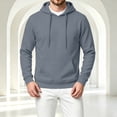 thumbnail image 5 of Men's Hooded Long Sleeve Solid Sweatshirt Warm Casual Pullover Comfortable Basic Top with Kangaroo Pocket for Fall Winter Everyday Wear and Weekend Outings Dark Gray S, 5 of 6