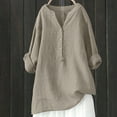 thumbnail image 3 of Womens Blouses Summer Solid Color Stank Long Sleeve Button Loose Smock Tops Holiday-Wear, 3 of 7