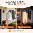thumbnail image 3 of Clearance 5 FT Hanging Ghost Decor,Early Halloween Decorations Light-Up Flying Ghost on Broomstick with Witch Hat, Witch Broom, Spooky Cute Outdoor Halloween Yard Decorations （Smile Face）, 3 of 4