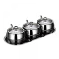 thumbnail image 1 of Sugar bowl with lid - 3 Pcs - 300ml - Pot à Épices - Support à Sucre en Acier Inoxydable - Récipient de Rangement de Cuisine - pour Sucre, Édulcorant, Épices, 1 of 8