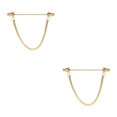 thumbnail image 3 of Baohd Mens Shirt Collar Bar Pin with Cravat Pin Clasps Link Brooch Chain Golden 7cm 2Set, 3 of 6
