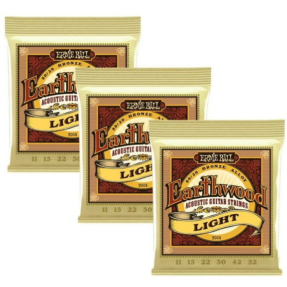 Ernie Ball Acoustic Guitar Strings Earthwood Light 80/20 P02004 3 Pack 11-52