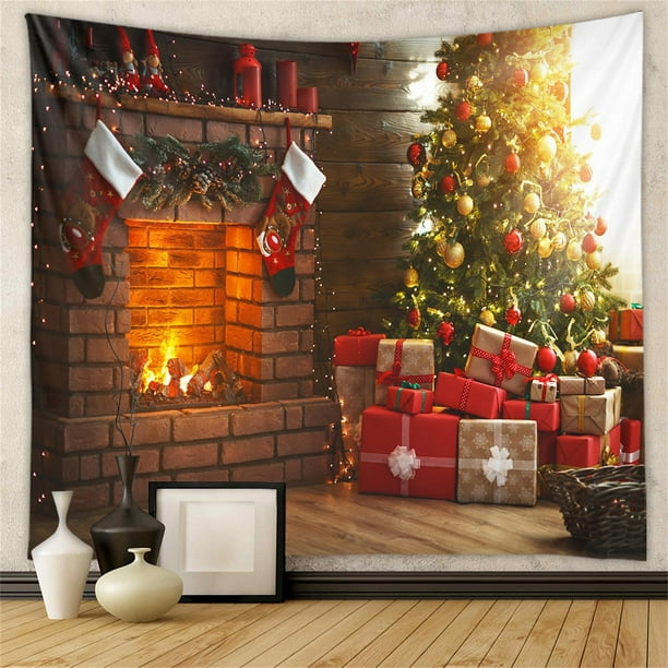 DJKDJL Christmas Decorations Trendy Christmas Tapestry Wall Hanging Decor 39.4x 59 Inches Chritmas Fireplace Tapestry Back drop For Home Decor Chritmas Tree Wall Flag Tapestry Walmart