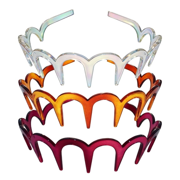 3PCS Zig Zag U Shape Tooth Hair Comb Headband, High Cranium Headbands for Women's, Reversible Headbands with Teeth (Amber Claret Pearlescent)