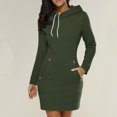 thumbnail image 4 of Printemps Automne à Capuche Cordon Sweat-Shirt Femmes Mode Solide Poche Paquet Hip Dames Mini Robes Grande Taille, 4 of 7