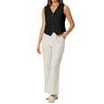 thumbnail image 2 of INSPIRE CHIC Women's Linen Vest Sleeveless Button Down V Neck Formal Work Waistcoat XL Black, 2 of 5
