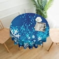 thumbnail image 4 of Tablecloth Christmas Snowflake Blue Xmas Winter Round 60 x 60 Inch Table Cover Polyester Stain and Wrinkle Resistant Table Cloth for Kitchen Dining Coffee Party, 4 of 6