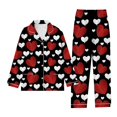 thumbnail image 1 of toraway Pyjamas Femmes Maison Printemps et Automne Imprimé Amour Pyjamas Manches Longues Pantalon Ensemble Deux Pièces TG, 1 of 3