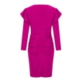 thumbnail image 6 of IROINNID Rollbacks Fall Dress for Women Semi Formal Evenning Party Bodycon Dress V Neck Solid Color Long Sleeve Long Dress Slim Evening Dress,Hot Pink, 6 of 9