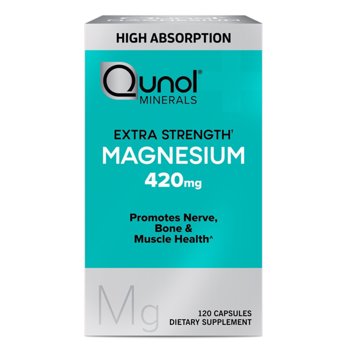Qunol Magnesium s (120 Count), High Absorption, 420mg, Extra Strength, , Nerve, and Muscle  Supplement