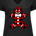 thumbnail image 4 of Inktastic Buffalo Plaid Gingerbread Man Women's Plus Size V-Neck T-Shirt, 4 of 5