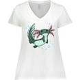 thumbnail image 3 of Inktastic Cute Axolotl swimming with bubbles Women's Plus Size V-Neck T-Shirt, 3 of 5
