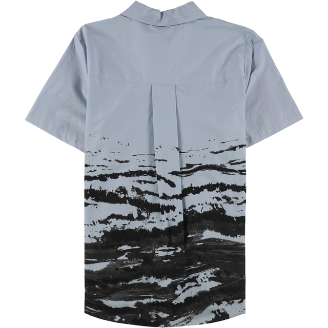 Alfani Womens Abstract Button Up Shirt blue L