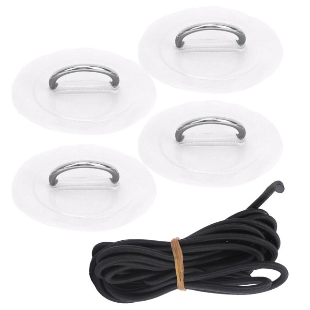 Juego de 4 parches de reparación de botes inflables con cordón elástico y hebillas para kayak marino
