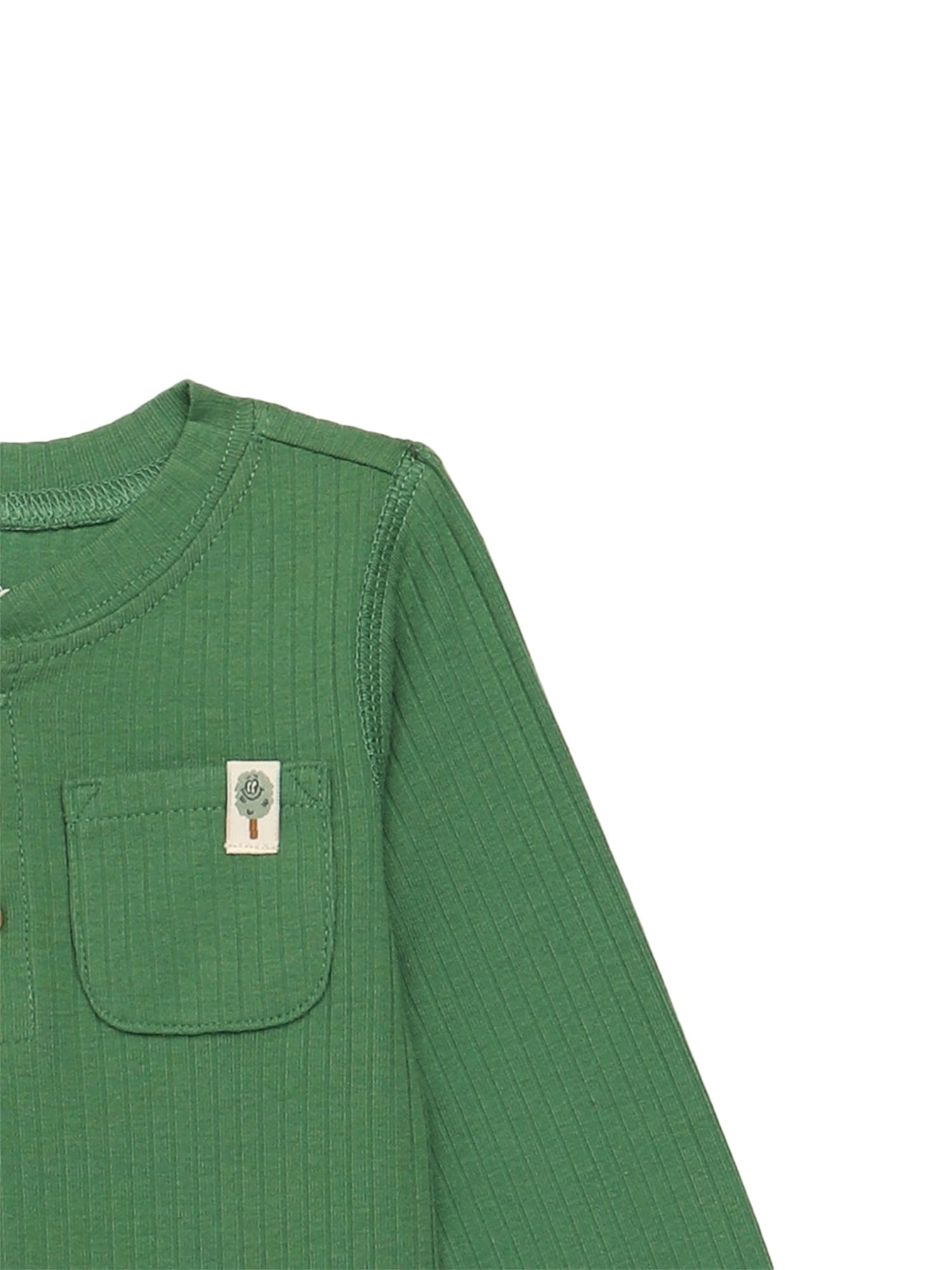 Garanimals Baby Boy Ribbed Pocket Henley Bodysuit with Long Sleeves, Sizes 0M-24M