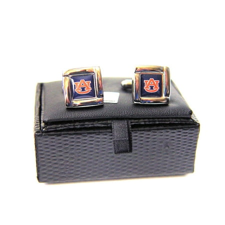 NCAA Auburn Tigers Square Cufflinks with Square Shape Logo Design Gift Box Set