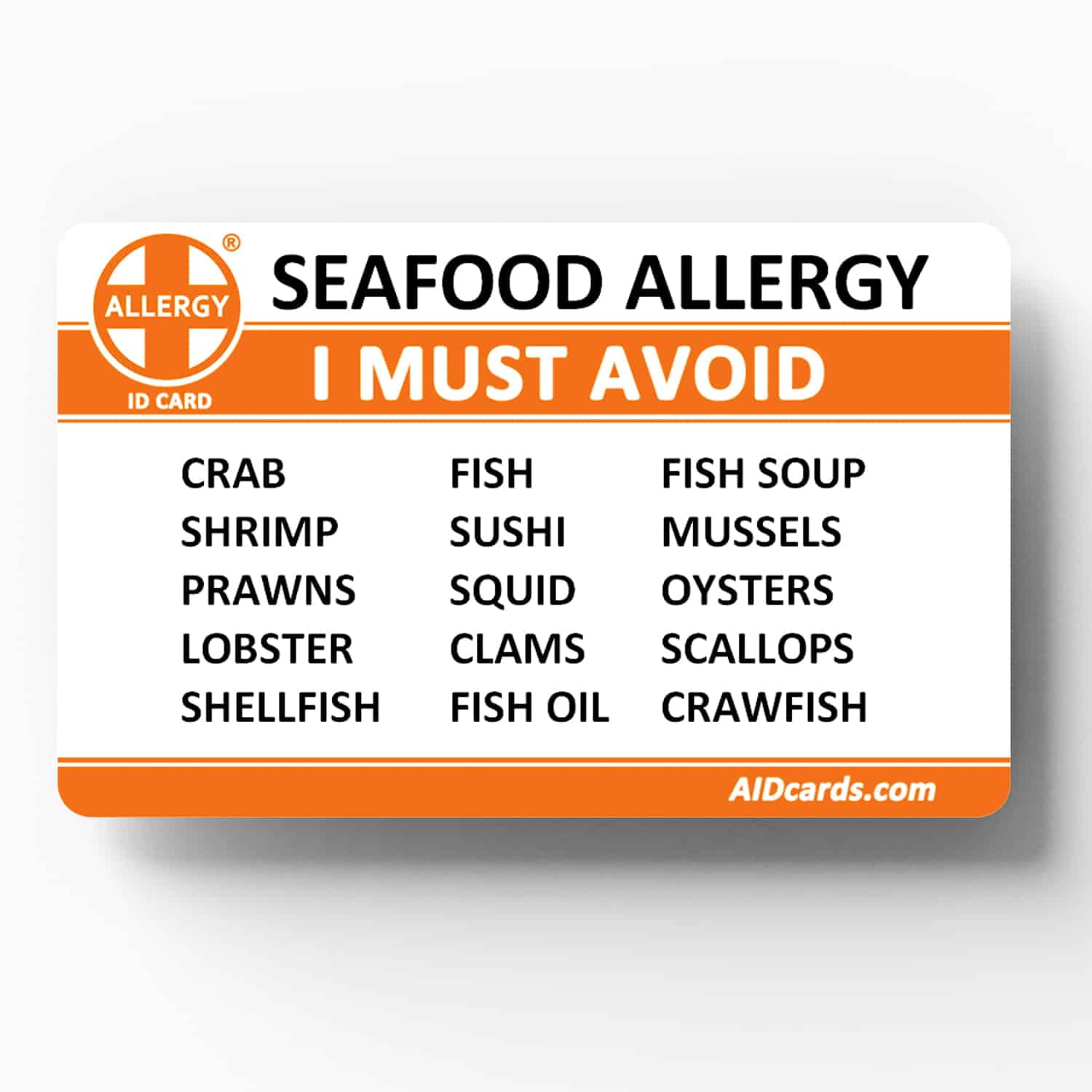 Allergy ID Card Seafood Allergy