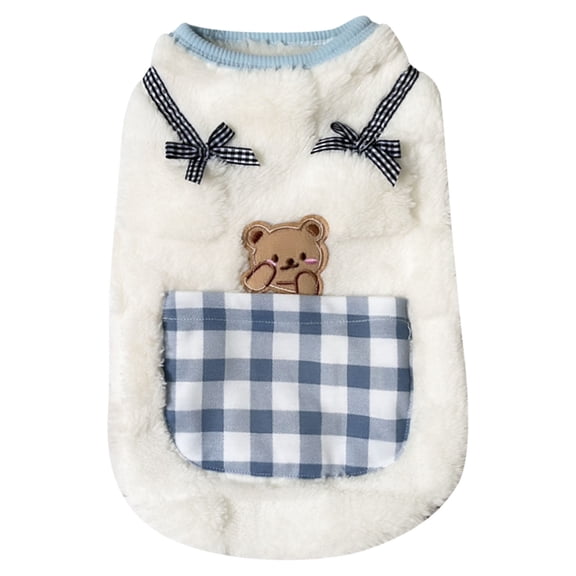 Pet Clothes Cute Cat Apparel Bow Plaid Pocket Dog Pullover Sweater Warm Soft Turtleneck Indoor Use Small Medium Dogs