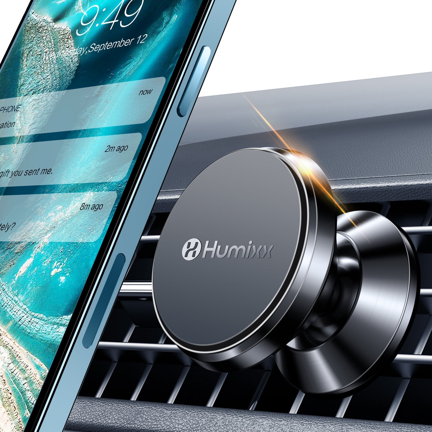 Humixx Magnetic Phone Mount for Car, [Industry First 8 Powerful Magnets] 360° Rotation Hands-Free Super Magnetic Car Air Vent Phone Holder Compatible with iPhone 12 11 Pro Max SE Samsung & Any Phone