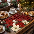 thumbnail image 4 of Christmas Red Poinsettia Placemats Set of 2, Winter Flower Cardinal Bird Snow Plaid Heat Insulated Linen Place Mats, Washable Stain-Proof Table Mats for Dining Tables Holiday Decor 13x19 Inches, 4 of 9