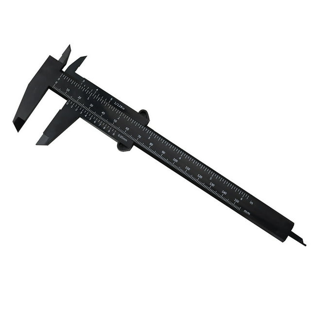 Vernier Caliper 150mm Plastic Sliding Gauge Caliper Portable Caliper; Plastic Measure Ruler for Woodworking Metalworking, Black