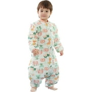 Baby Sleeping Bag Toddler Sleeping Sack With Feet Removable Long Sleeve 3 Tog Winter Cotton Romper Cozy Pajamas, 3-6 Years