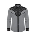 thumbnail image 4 of xfsWaSs Western Cowboy Shirts For Men Casual Button Down Long Sleeve Shirt Floral Embroidered Festival Shirts Holiday Celebration Retro Party Tops, 4 of 4
