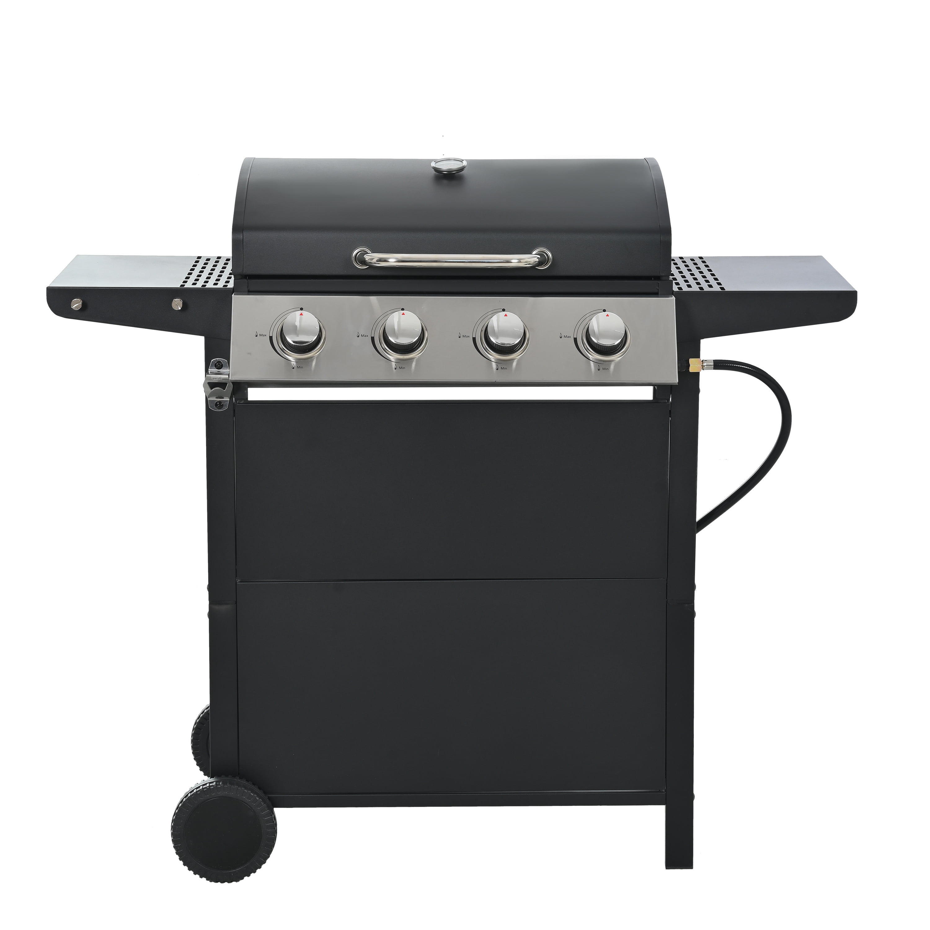 Cheelom 4 Burner Propane Gas Grill, Stainless Steel with Two Shelves and Thermometer 34200B Outdoor BBQ Camping GrillTU