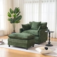 thumbnail image 3 of S-HOME Modern 39.4 Inch Chenille Armchair with Ottoman, Upholstered Single Seat for Living Room and Bedroom Use, Green, 3 of 16