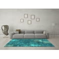 thumbnail image 3 of Ahgly Company Machine Washable Indoor Rectangle Patchwork Turquoise Blue Transitional Area Rugs, 3' x 5', 3 of 4